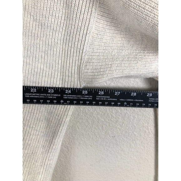 EDDIE Bauer Sweater Cream Knit Varsity Stripe V Pullover Casual Sz X Large Tall - Picture 8 of 13